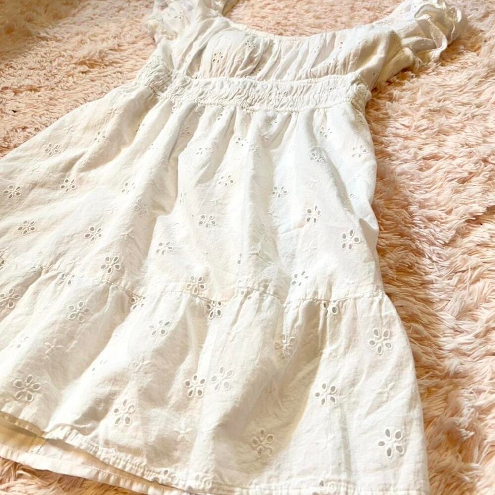 Hollister White Eyelet Coquette Twee Prairie Babydoll Open Tie‎ Back Dress - Picture 4 of 7